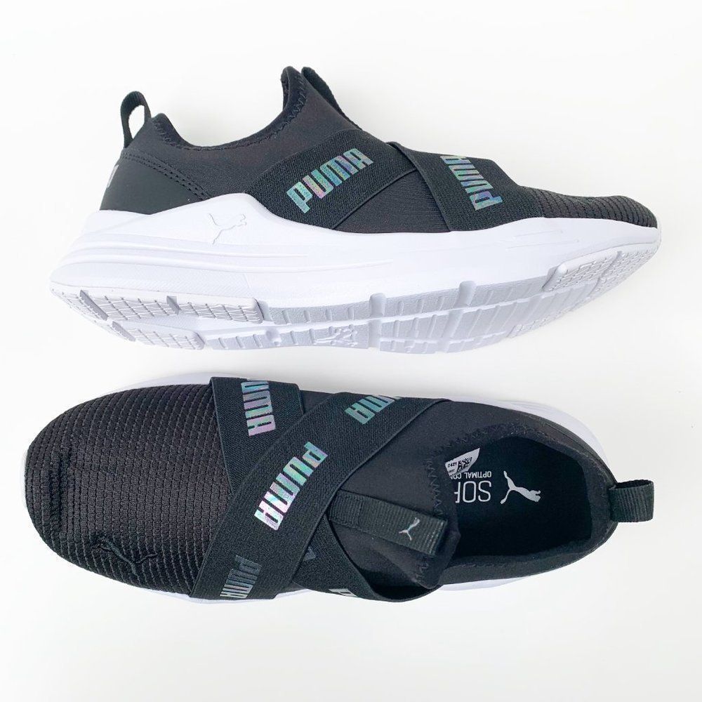 Puma Essential Black Comfort Slip On Sneaker Shoes Size 5Y / 6.5-7 Women - Picture 7 of 13